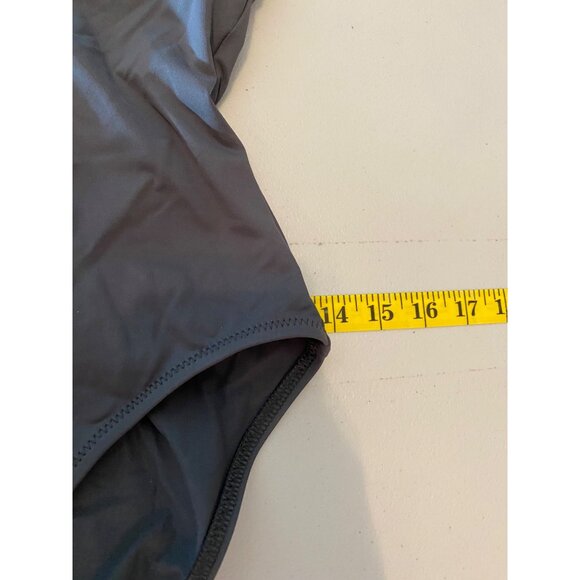 Boston Proper Gray Halter One-Piece Swimsuit Rhinestone Details Size 10 - Picture 9 of 11